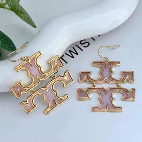 Tory Burch Drop Pink 18K gold plated Earrings - Picture 3 of 4